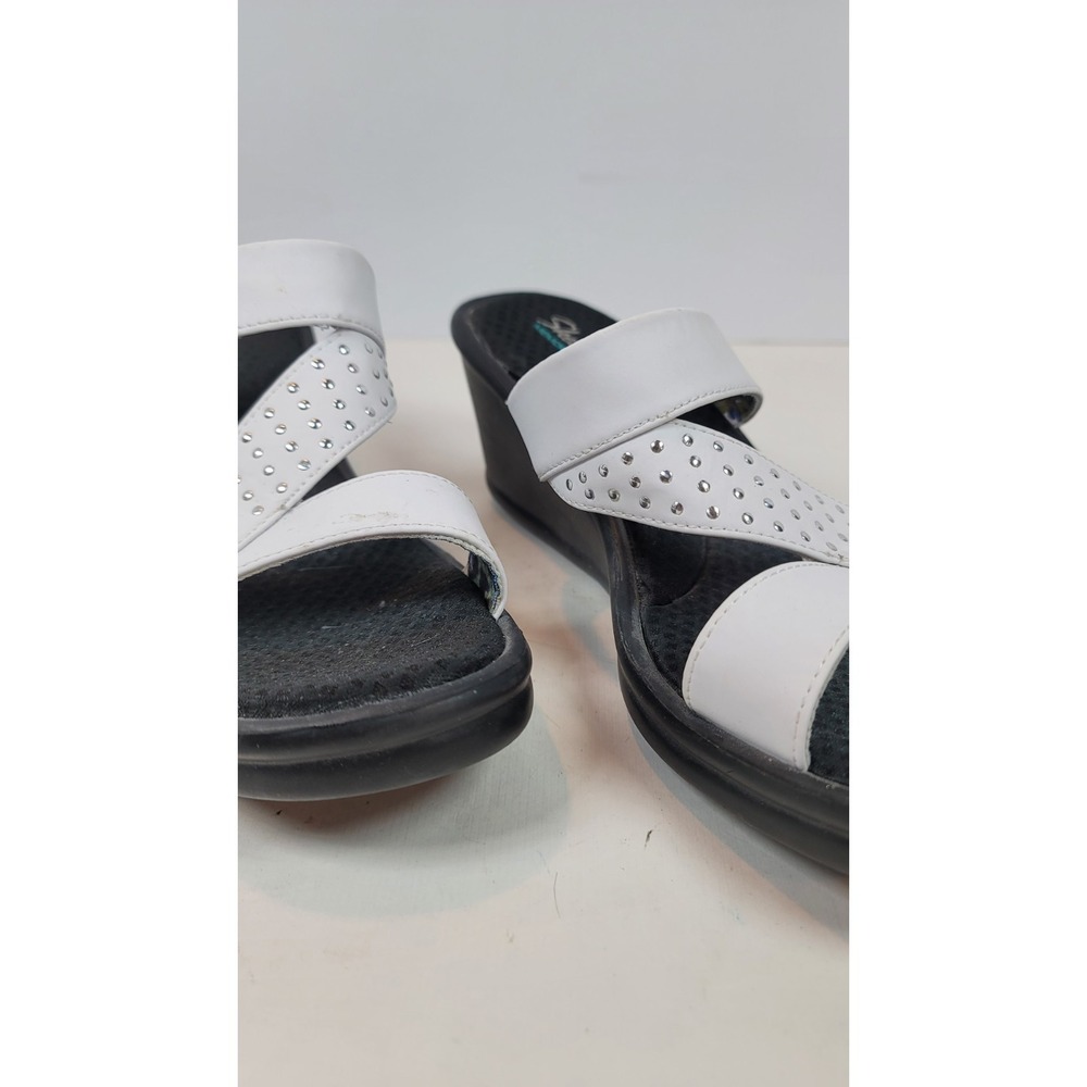 Skechers Women's Cali Rumblers White "Rock Stud" Wedge Sandal – 38471 - Size 10